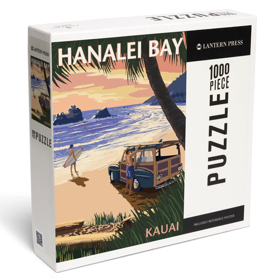 Hanalei Bay, Kauai, Hawaii, Woody on Beach, Jigsaw Puzzle Puzzle Lantern Press 