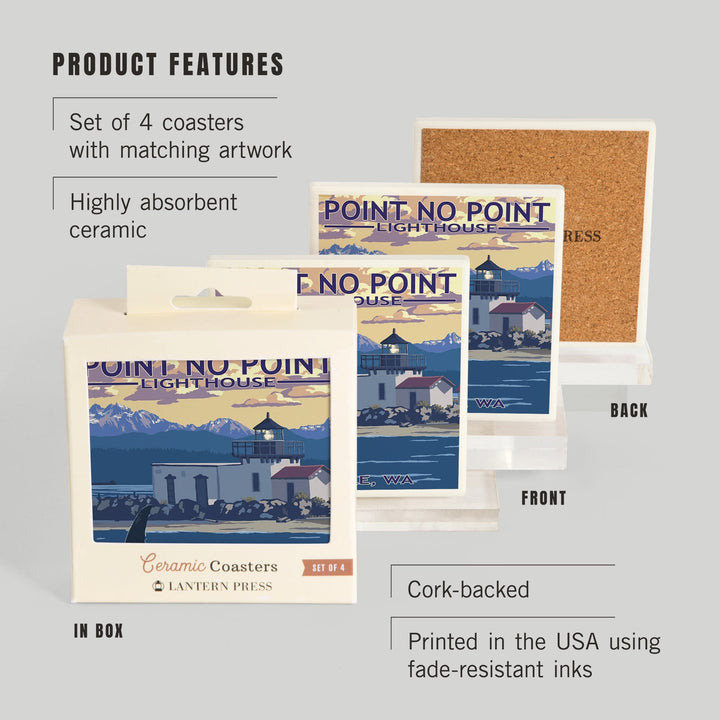 Hansville, Washington, Point No Point Lighthouse, Coasters Coasters Lantern Press 