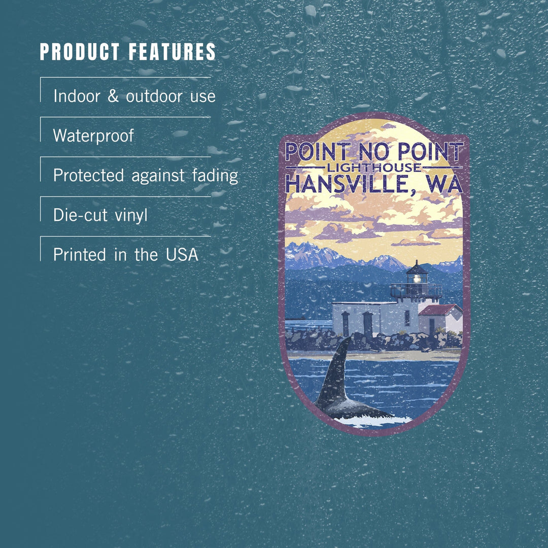 Hansville, Washington, Point No Point Lighthouse, Contour, Vinyl Sticker Sticker Lantern Press 