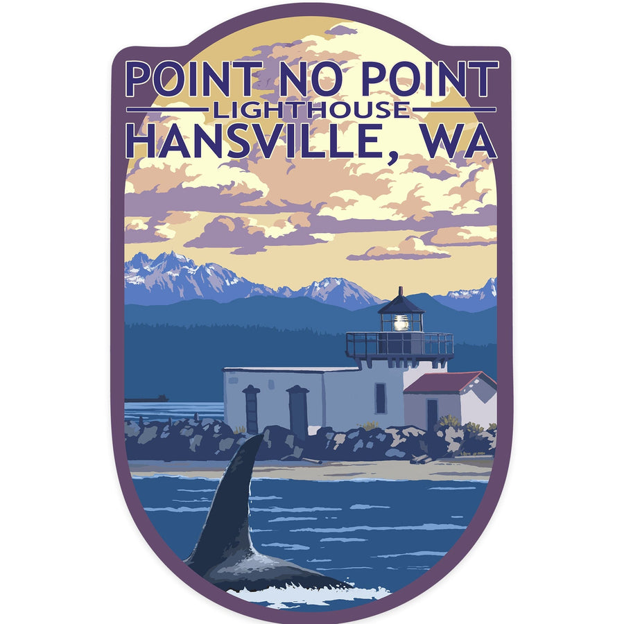 Hansville, Washington, Point No Point Lighthouse, Contour, Vinyl Sticker Sticker Lantern Press 