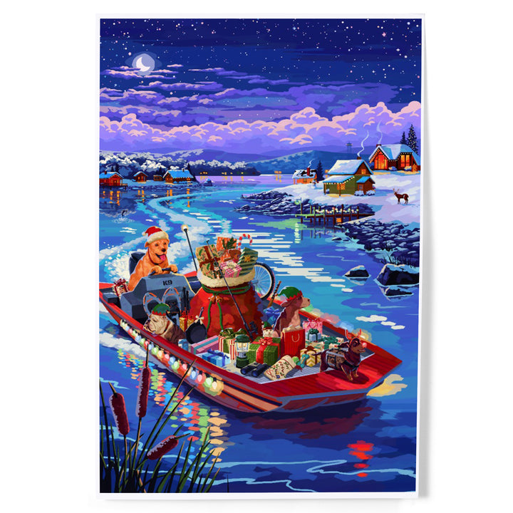 Happy Howlidays, Painterly, Santa Dog and Helpers, Art & Giclee Prints Art Lantern Press 