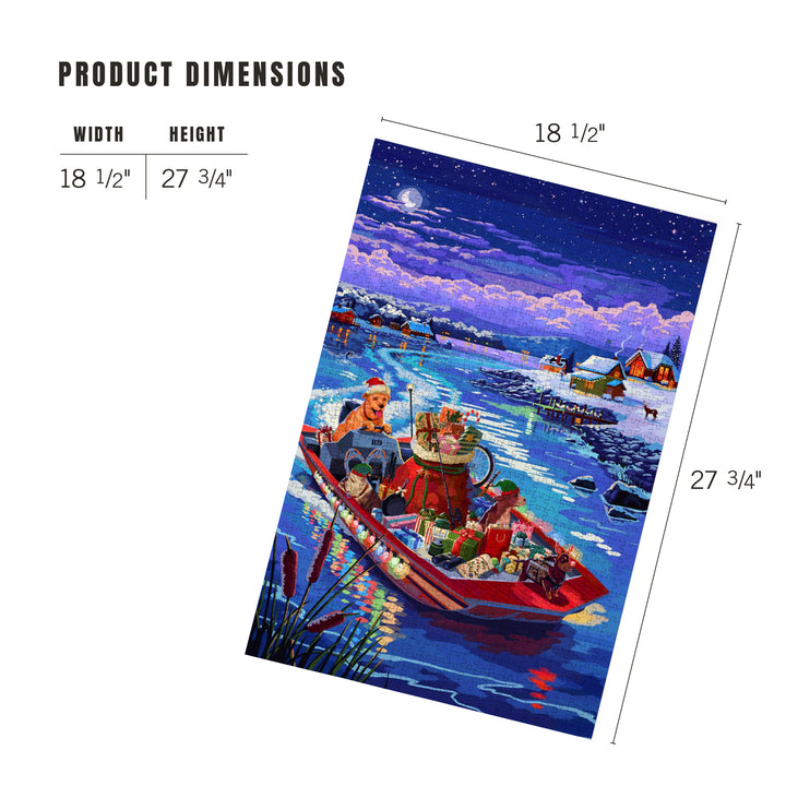 Happy Howlidays, Painterly, Santa Dog and Helpers, Jigsaw Puzzle Puzzle Lantern Press 