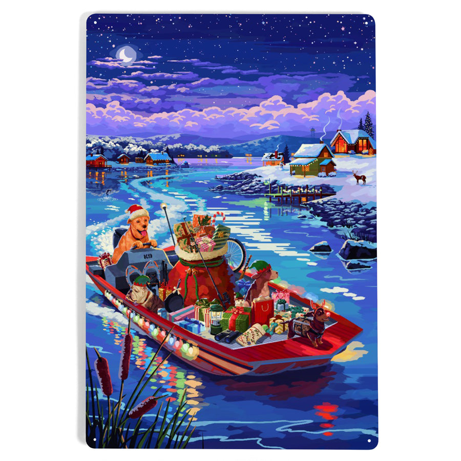 Happy Howlidays, Painterly, Santa Dog and Helpers, Metal Signs Metal Lantern Press 
