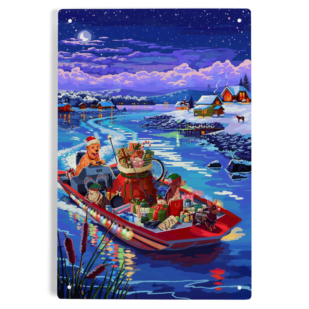 Happy Howlidays, Painterly, Santa Dog and Helpers, Metal Signs Metal Lantern Press 