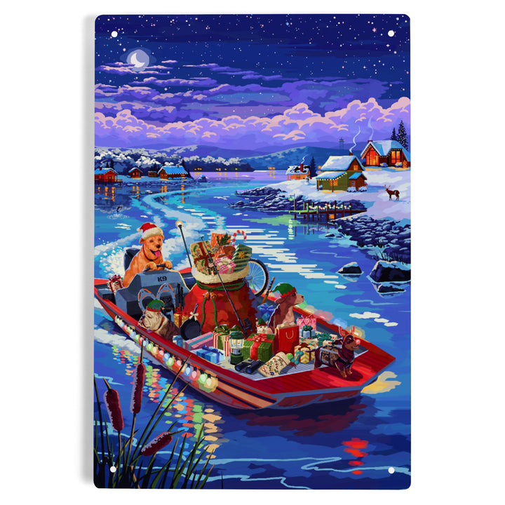 Happy Howlidays, Painterly, Santa Dog and Helpers, Metal Signs Metal Lantern Press 