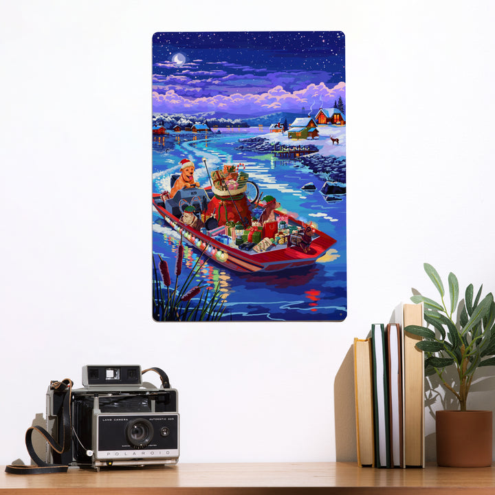 Happy Howlidays, Painterly, Santa Dog and Helpers, Metal Signs Metal Lantern Press 