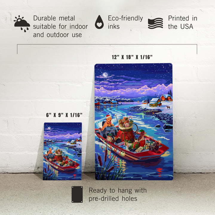 Happy Howlidays, Painterly, Santa Dog and Helpers, Metal Signs Metal Lantern Press 