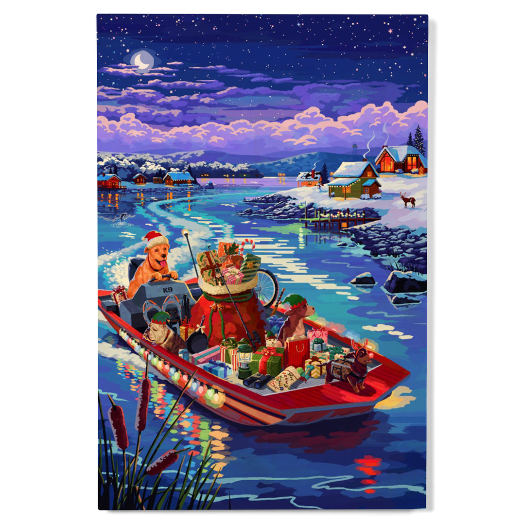 Happy Howlidays, Painterly, Santa Dog and Helpers, Wood Signs and Postcards Wood Lantern Press 