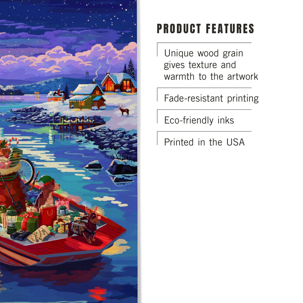 Happy Howlidays, Painterly, Santa Dog and Helpers, Wood Signs and Postcards Wood Lantern Press 