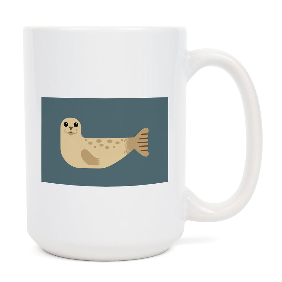 Harbor Seal, Geometric, Contour, Lantern Press Artwork, Ceramic Mug Mugs Lantern Press 