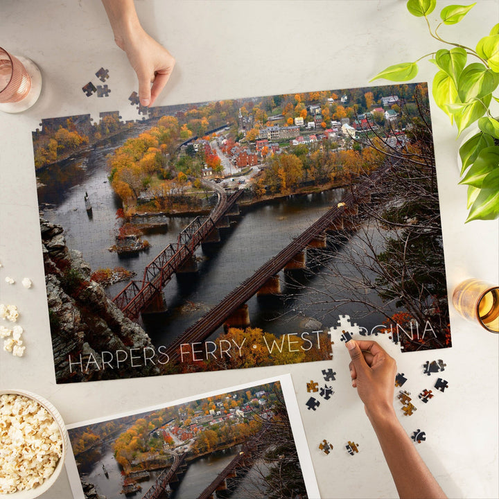 Harpers Ferry, West Virginia, Bird's Eye View, Jigsaw Puzzle Puzzle Lantern Press 