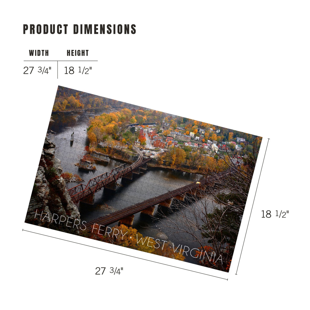 Harpers Ferry, West Virginia, Bird's Eye View, Jigsaw Puzzle Puzzle Lantern Press 