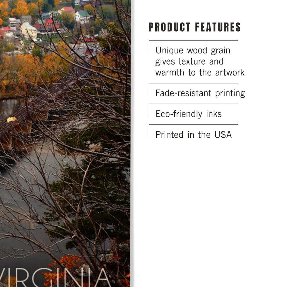 Harpers Ferry, West Virginia, Bird's Eye View, Lantern Press Photography, Wood Signs and Postcards Wood Lantern Press 