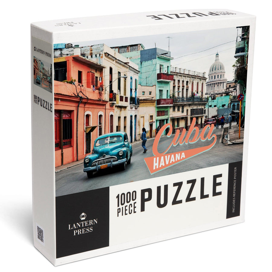 Havana, Cuba, City Street, Photography, Jigsaw Puzzle Puzzle Lantern Press 