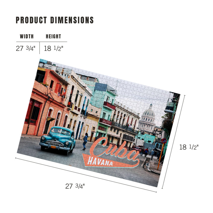 Havana, Cuba, City Street, Photography, Jigsaw Puzzle Puzzle Lantern Press 