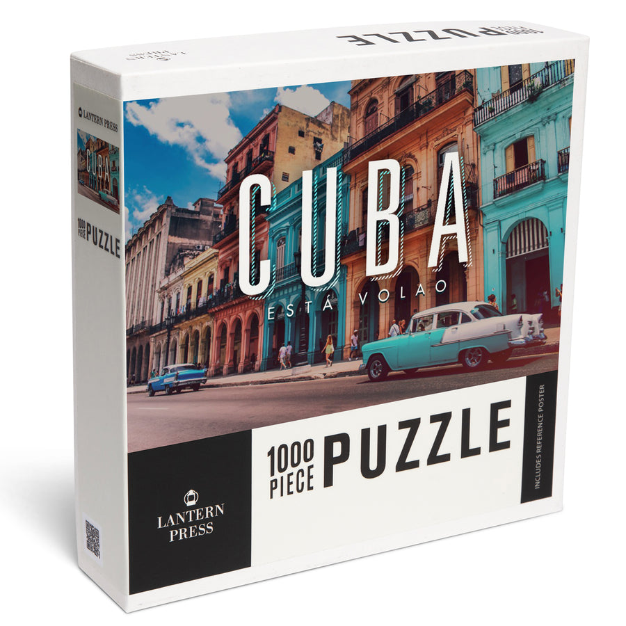 Havana, Cuba, Vintage Car and Buildings, Jigsaw Puzzle Puzzle Lantern Press 