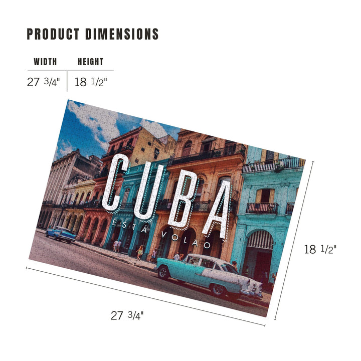 Havana, Cuba, Vintage Car and Buildings, Jigsaw Puzzle Puzzle Lantern Press 