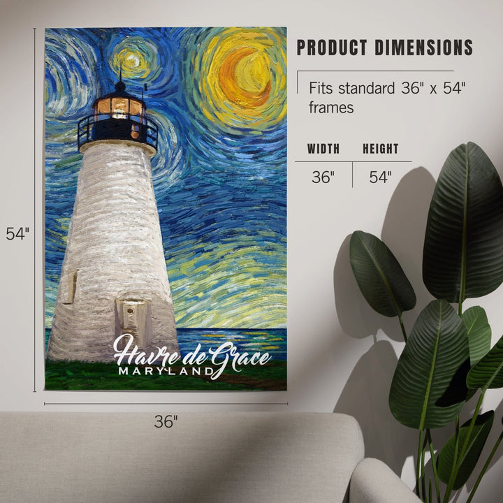 Havre De Grace, Maryland, Lighthouse, Starry Night, Art & Giclee Prints Art Lantern Press 