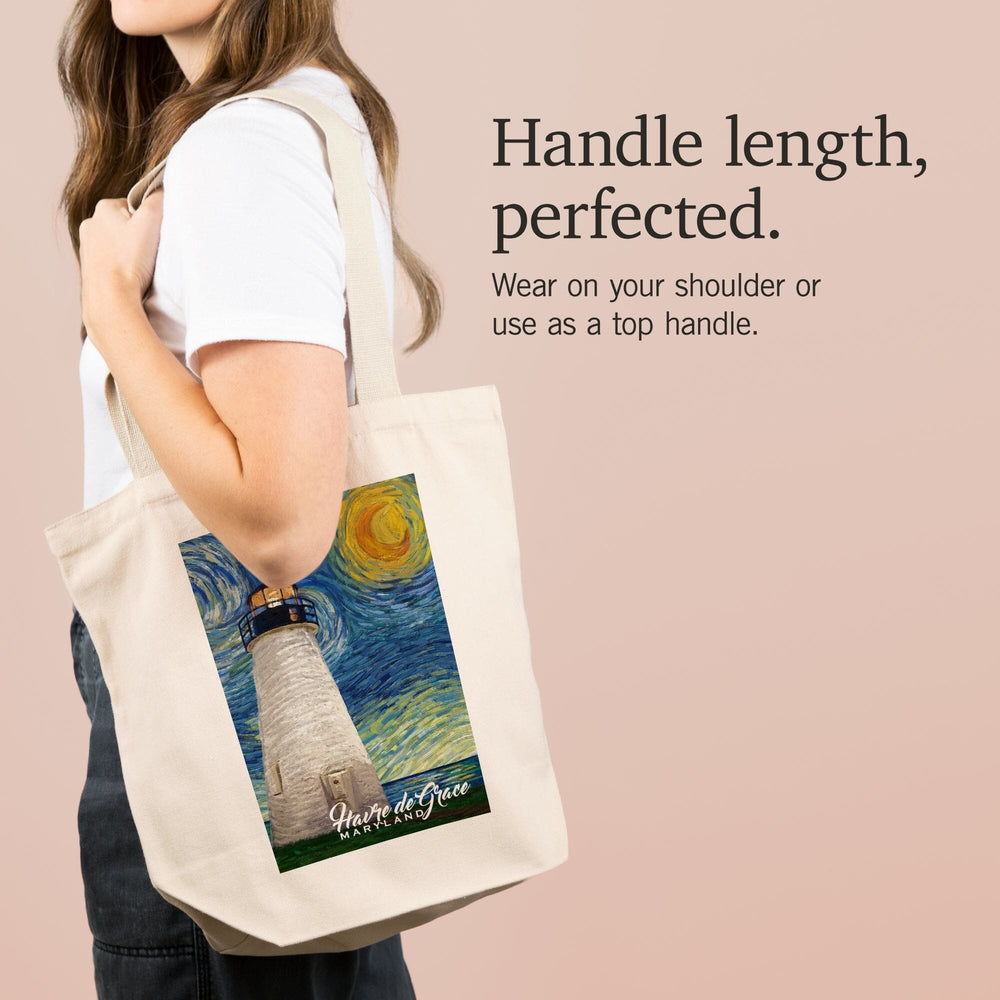 Havre De Grace, Maryland, Lighthouse, Starry Night, Tote Bag Totes Lantern Press 