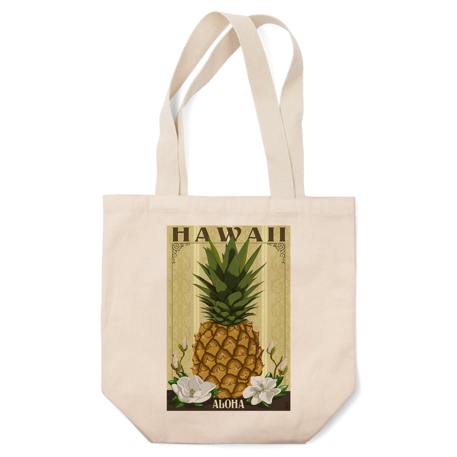 Hawaii, Aloha, Colonial Pineapple, Lantern Press Artwork, Tote Bag Totes Lantern Press 