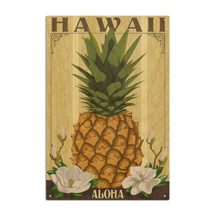 Hawaii, Aloha, Colonial Pineapple, Lantern Press Artwork, Wood Signs and Postcards Wood Lantern Press 10 x 15 Wood Sign 