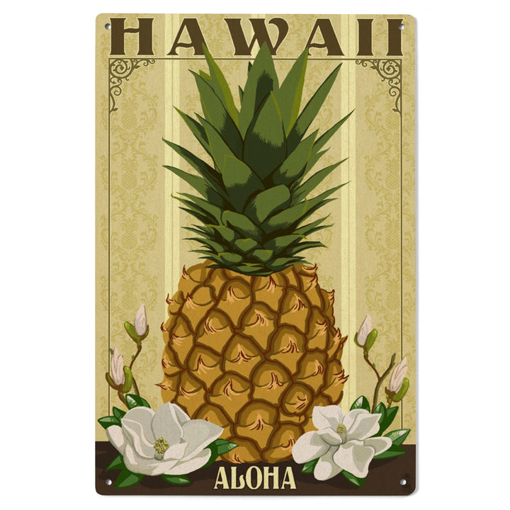 Hawaii, Aloha, Colonial Pineapple, Lantern Press Artwork, Wood Signs and Postcards Wood Lantern Press 