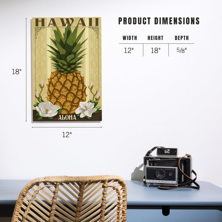 Hawaii, Aloha, Colonial Pineapple, Lantern Press Artwork, Wood Signs and Postcards Wood Lantern Press 