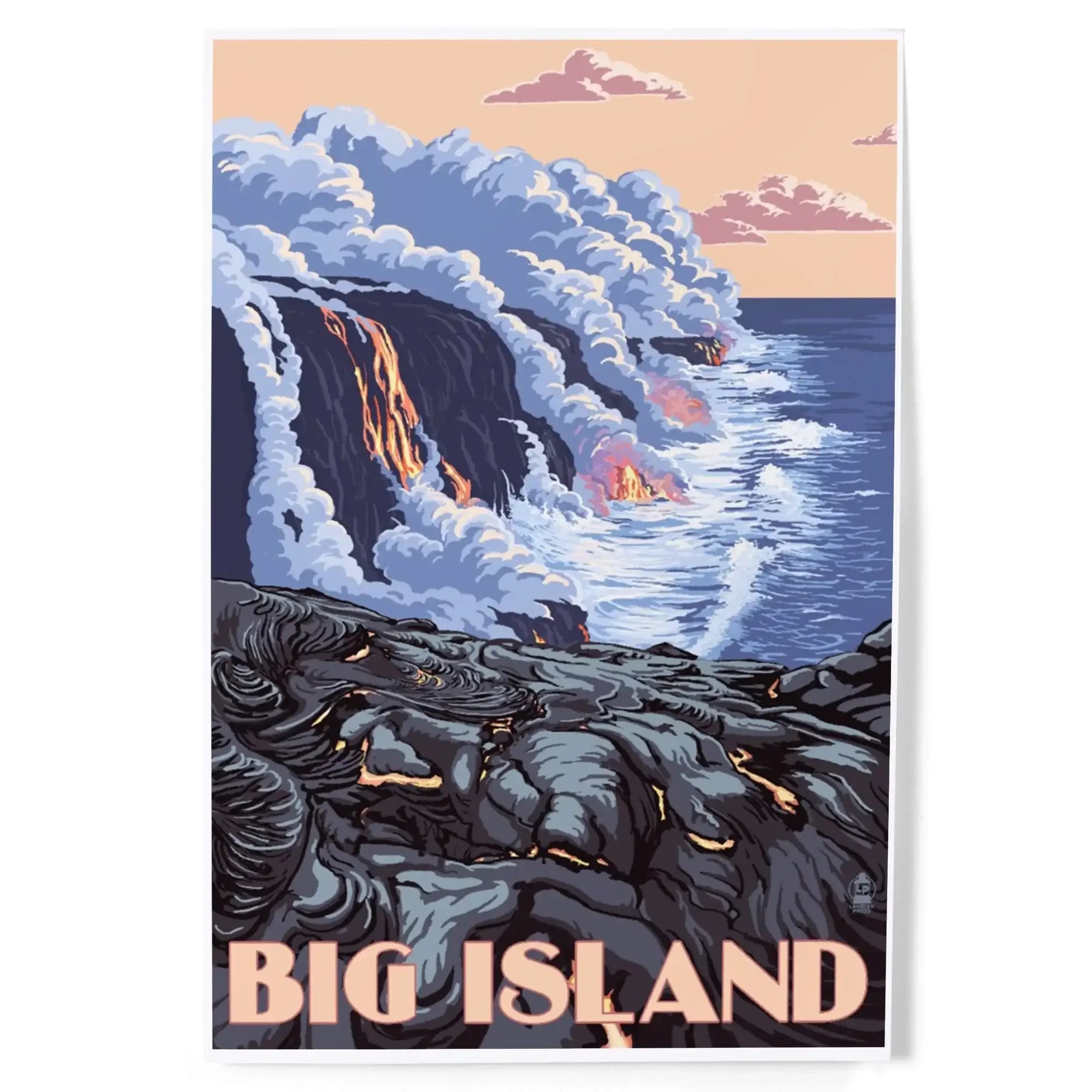 Hawaii, Big Island, Lava Flow Scene art prints, metal signs