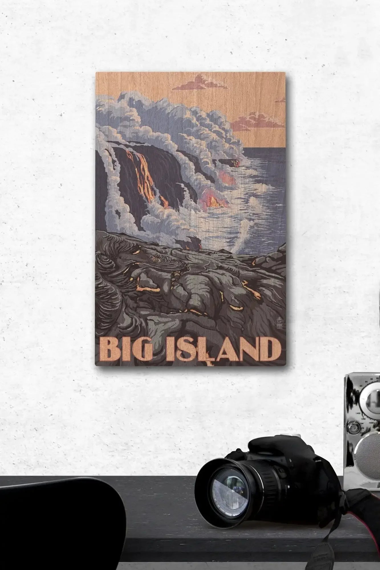 Hawaii, Big Island, Lava Flow Scene, Lantern Press Poster, Wood Signs