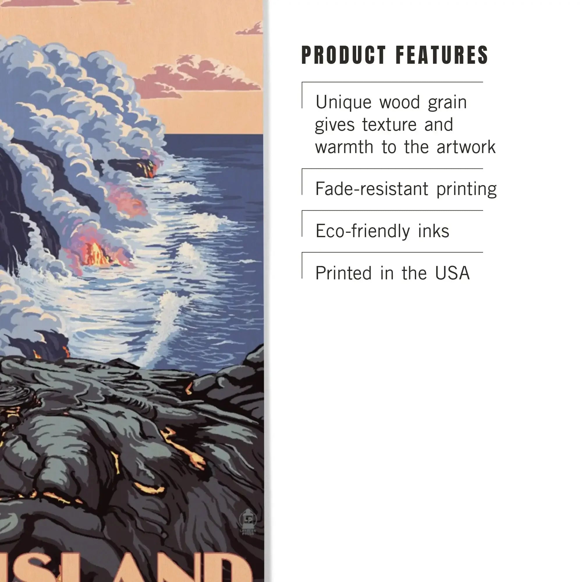 Hawaii, Big Island, Lava Flow Scene, Lantern Press Poster, Wood Signs
