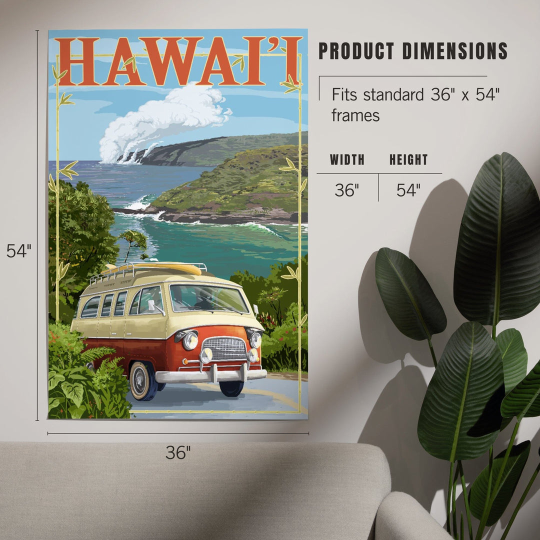 Hawaii, Camper Van, Art & Giclee Prints Art Lantern Press 