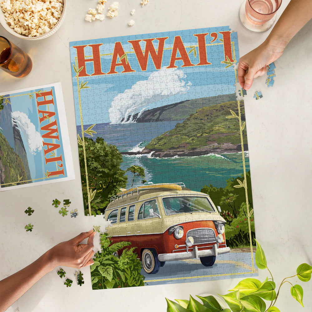Hawaii, Camper Van, Jigsaw Puzzle Puzzle Lantern Press 
