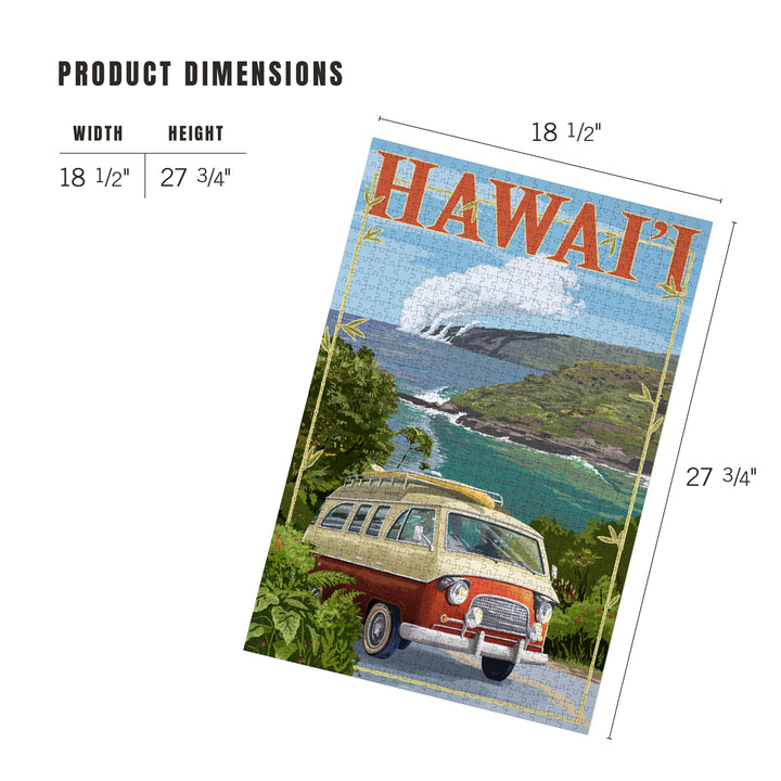 Hawaii, Camper Van, Jigsaw Puzzle Puzzle Lantern Press 