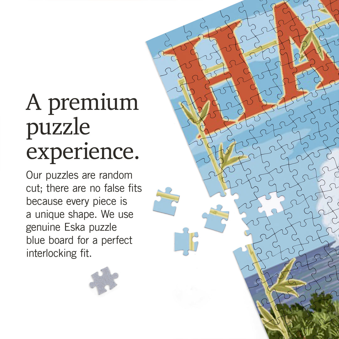 Hawaii, Camper Van, Jigsaw Puzzle Puzzle Lantern Press 