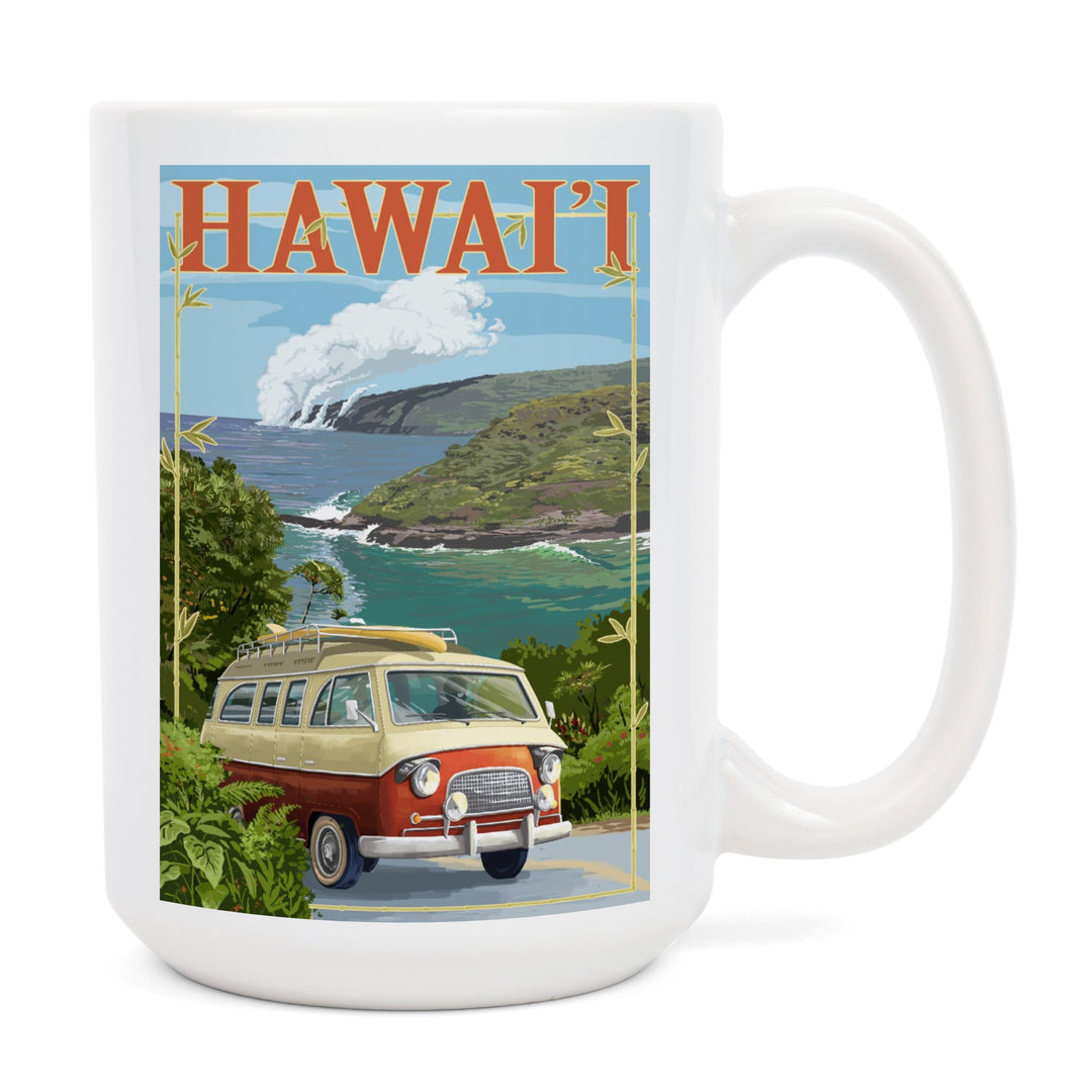 Hawaii, Camper Van, Lantern Press Artwork, Ceramic Mug Mugs Lantern Press 