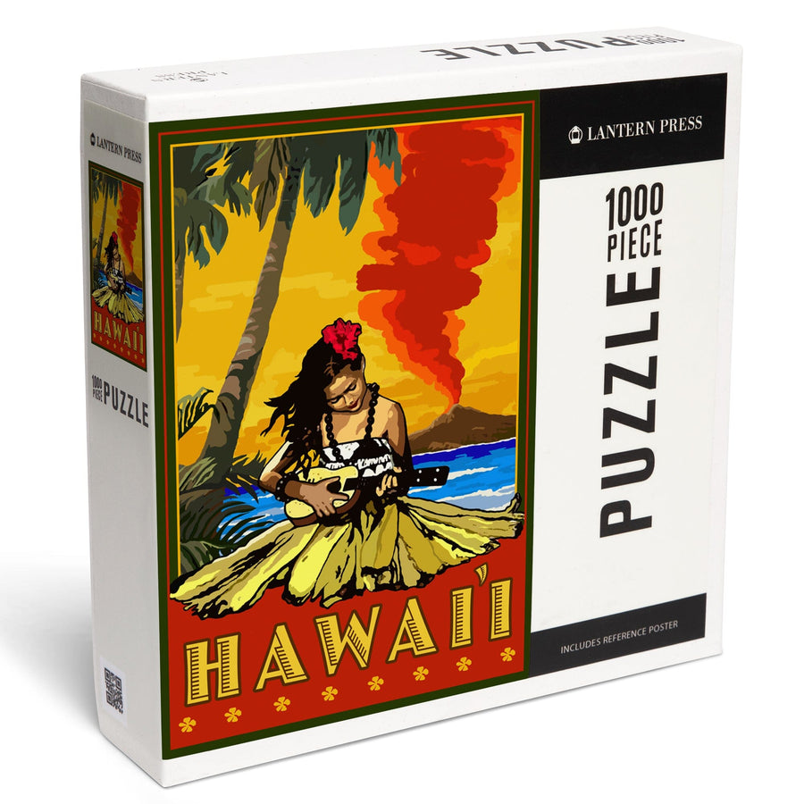 Hawaii, Hula Girl and Ukulele, Jigsaw Puzzle Puzzle Lantern Press 