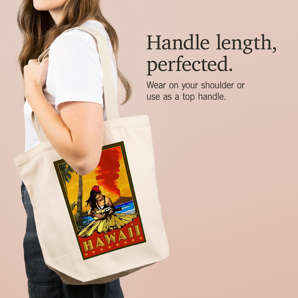 Hawaii, Hula Girl and Ukulele, Tote Bag Totes Lantern Press 