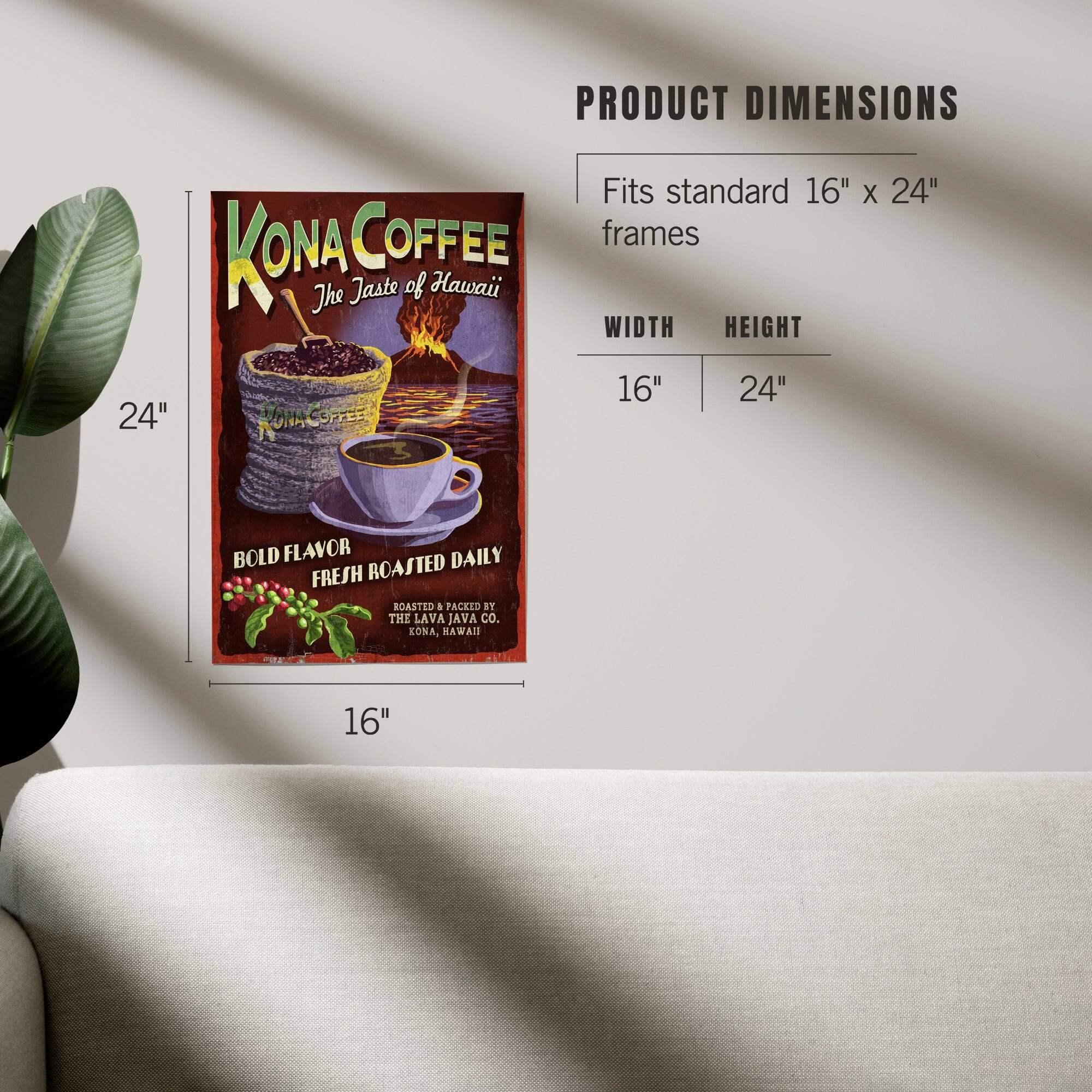 Hawaii, Kona Coffee Vintage Sign art prints, metal signs – Lantern