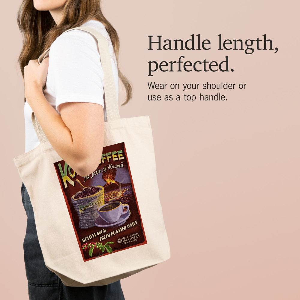 Hawai‘i, Kona Coffee Vintage Sign, Tote Bag Totes Lantern Press 