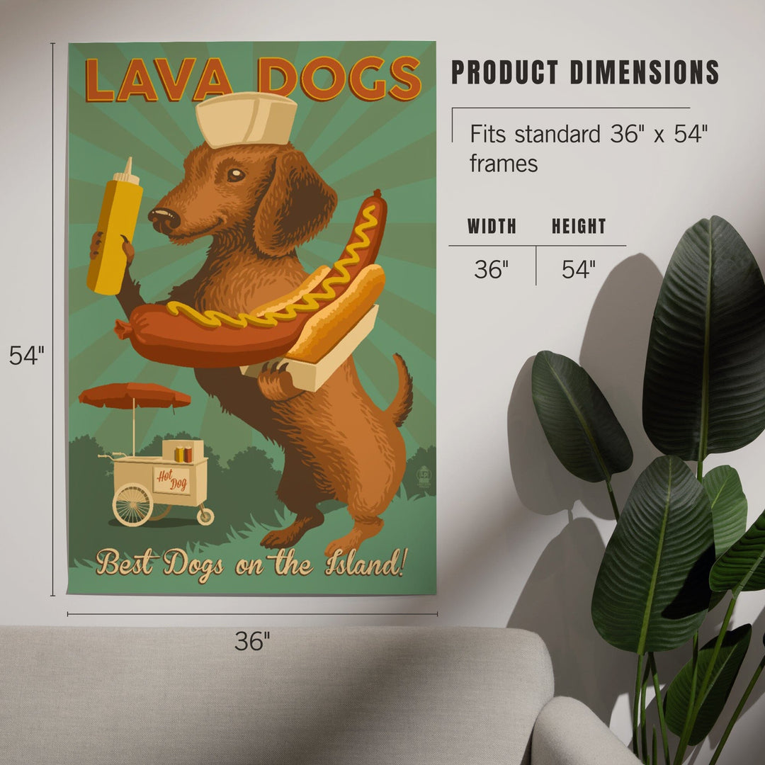 Hawaii, Lava Hot Dogs, Best Dogs on the Island, Dachshund, Retro Hotdog Ad Press, Art & Giclee Prints Art Lantern Press 