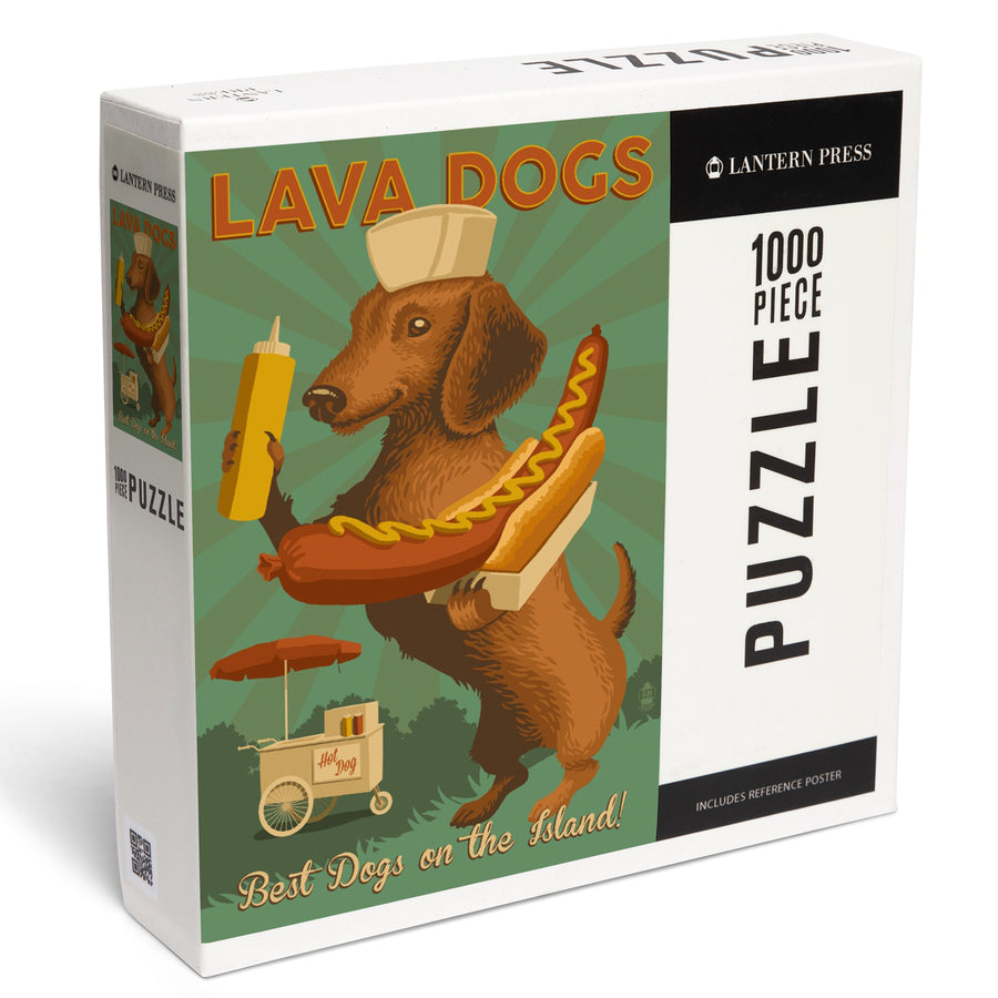 Hawaii, Lava Hot Dogs, Best Dogs on the Island, Dachshund, Retro Hotdog Ad Press, Jigsaw Puzzle Puzzle Lantern Press 