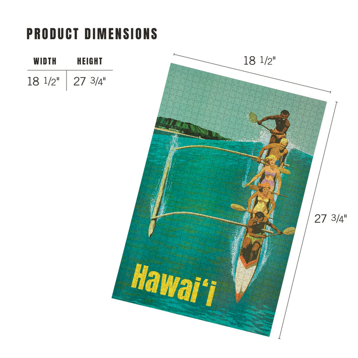 Hawaii, Outrigger Wave, Jigsaw Puzzle Puzzle Lantern Press 
