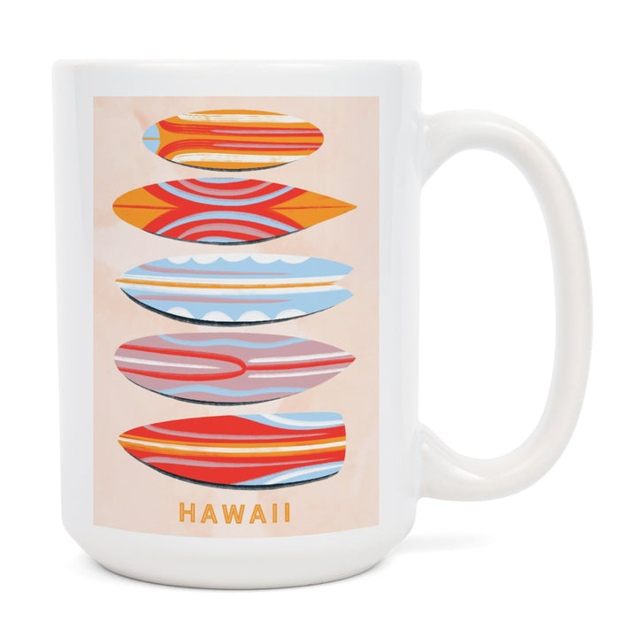 Hawaii, Secret Surf Spot Collection, Surfboards, Unlimited Quiver, Lantern Press Artwork, Ceramic Mug Mugs Lantern Press 