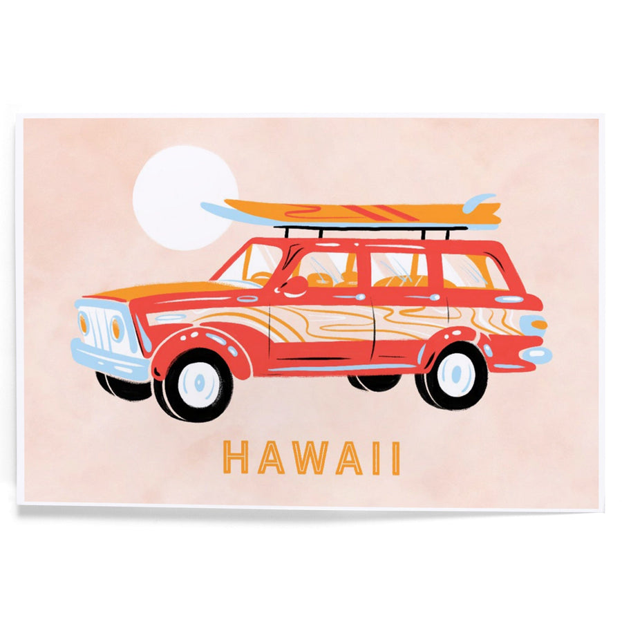 Hawaii, Secret Surf Spot Collection, Woody Wagon and Surfboards, Art & Giclee Prints Art Lantern Press 
