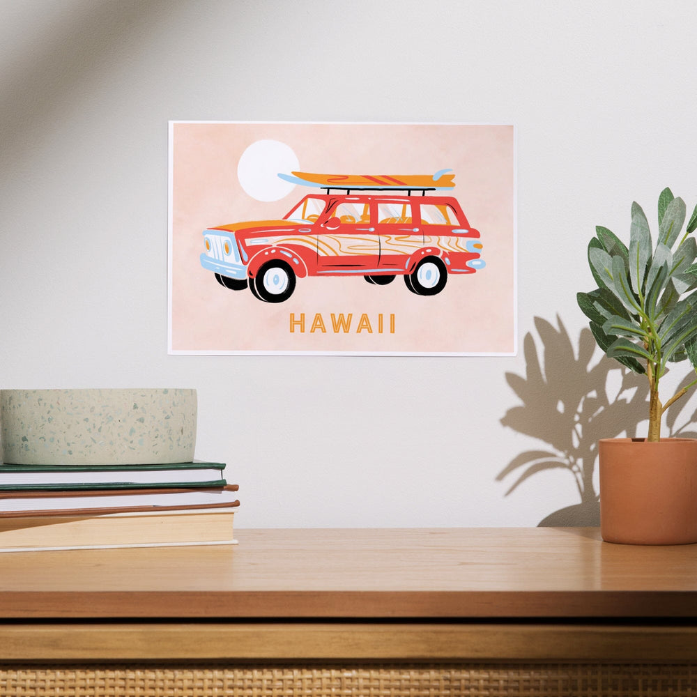 Hawaii, Secret Surf Spot Collection, Woody Wagon and Surfboards, Art & Giclee Prints Art Lantern Press 