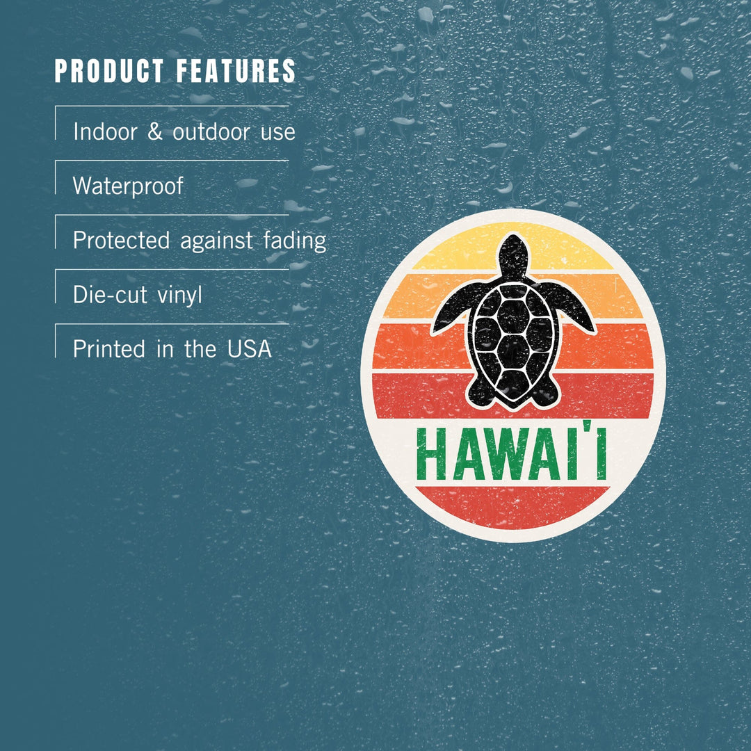 Hawaii, Sun, Contour, Color Blocking, Lantern Press Artwork, Vinyl Sticker Sticker Lantern Press 
