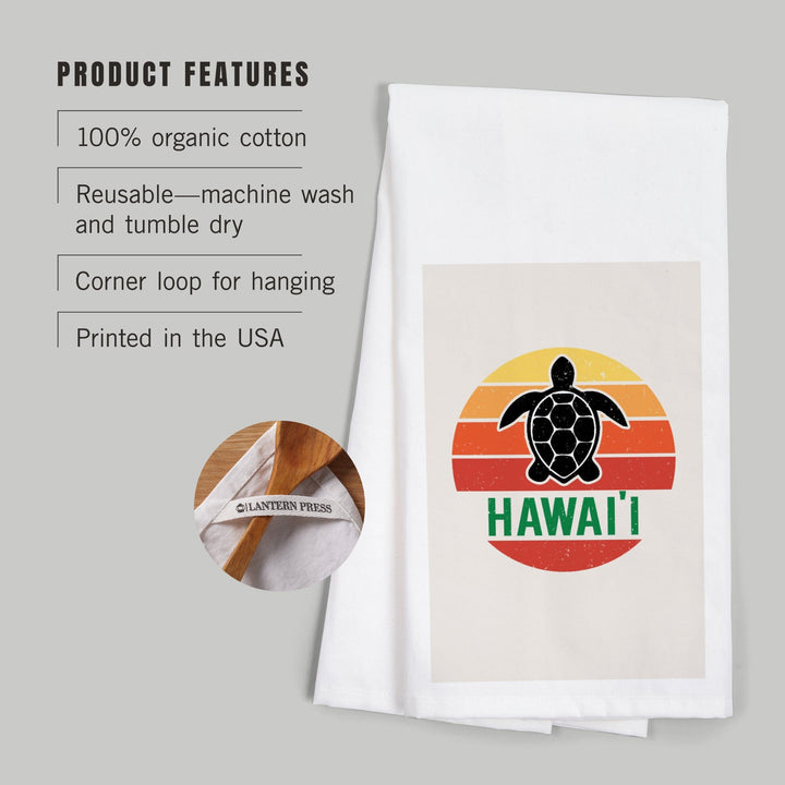 Hawaii, Sun, Contour, Color Blocking, Organic Cotton Kitchen Tea Towels Kitchen Lantern Press 