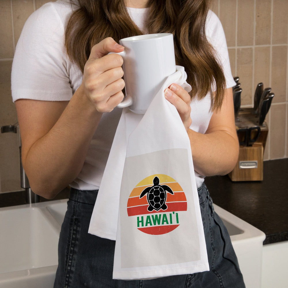 Hawaii, Sun, Contour, Color Blocking, Organic Cotton Kitchen Tea Towels Kitchen Lantern Press 