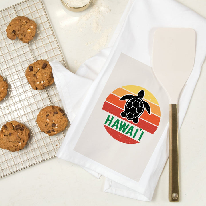 Hawaii, Sun, Contour, Color Blocking, Organic Cotton Kitchen Tea Towels Kitchen Lantern Press 