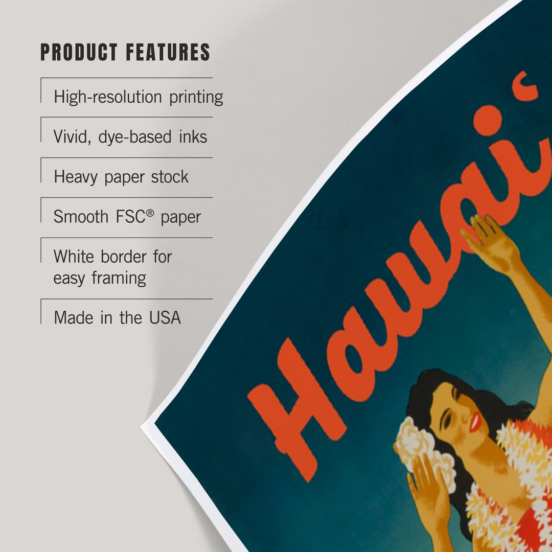 Hawaii, Vintage Hula, Art & Giclee Prints Art Lantern Press 